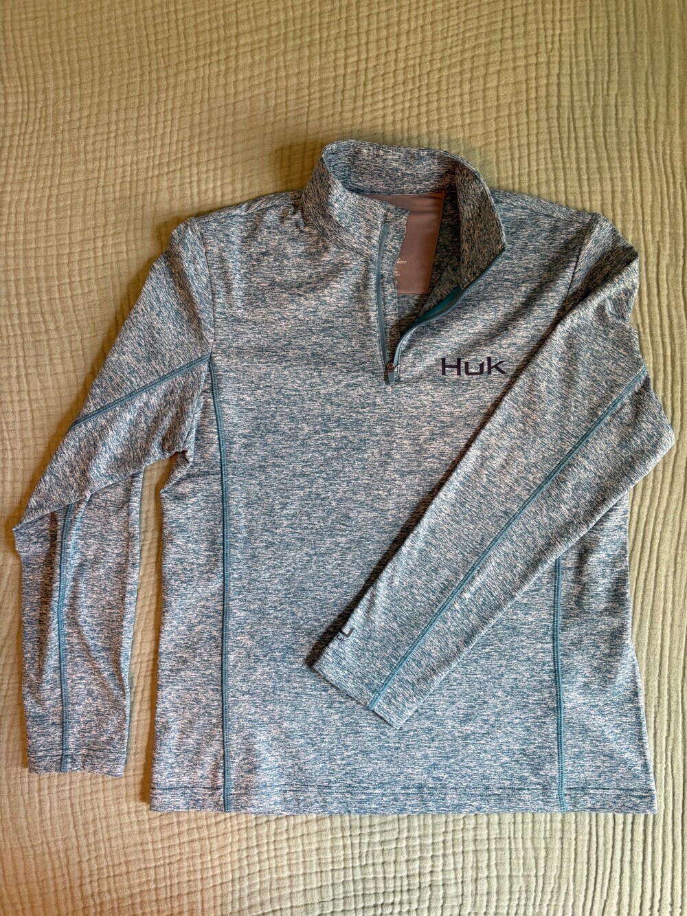 Huk Small Blue Heathered Polyester Blend Quarter Zip Pullover